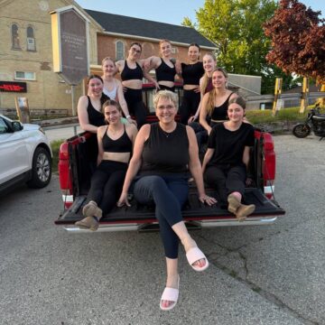 Kerry Moore with some of the senior dance students at KMSD.